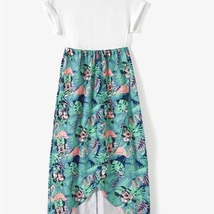 PatPat White and Green Tropical Print Dress